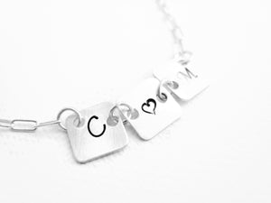 Initial Necklace Hand Stamped Personalized Couples Jewelry - Sienna Grace Jewelry | Pretty Little Handcrafted Sparkles