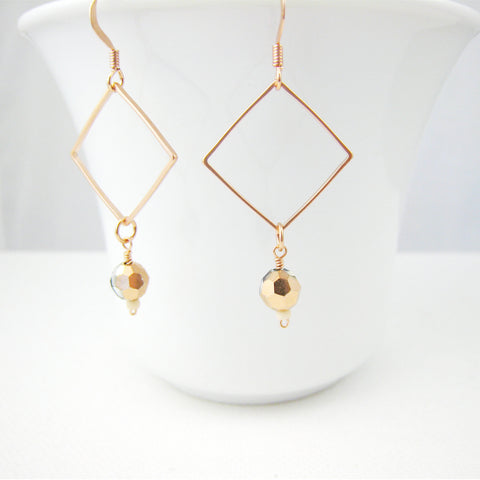 Rose Gold Geometric Minimalist Style Earrings - Sienna Grace Jewelry | Pretty Little Handcrafted Sparkles