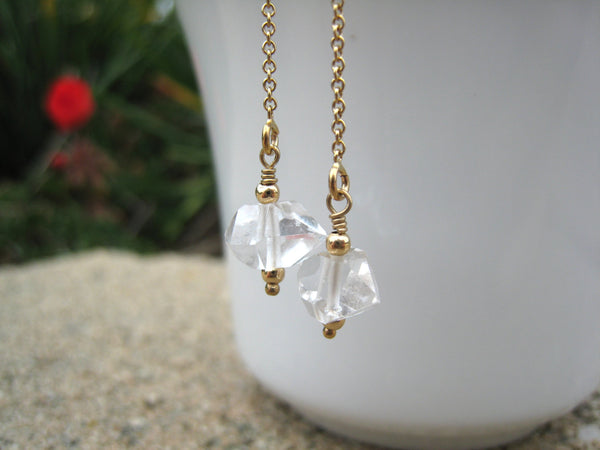 Herkimer Diamond Threader Earrings - Sienna Grace Jewelry | Pretty Little Handcrafted Sparkles