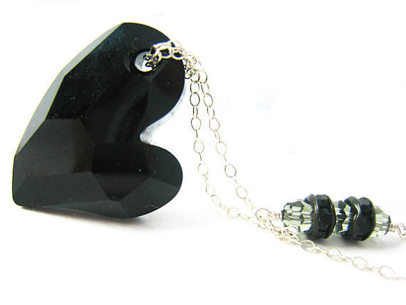 Anti Valentine Black Crystal Heart Necklace Tainted Love - Sienna Grace Jewelry | Pretty Little Handcrafted Sparkles