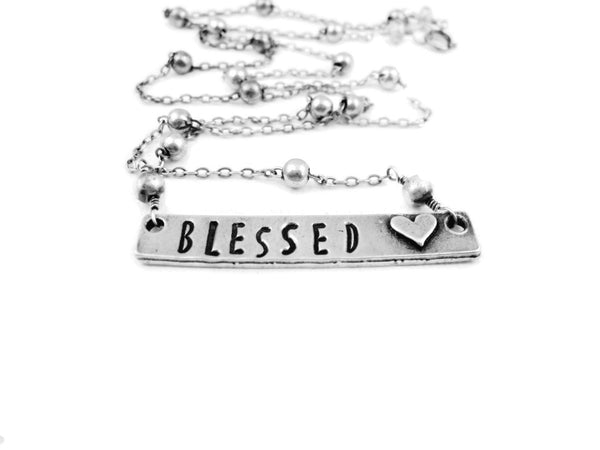 Blessed Necklace Hand Stamped Spiritual Jewelry - Sienna Grace Jewelry | Pretty Little Handcrafted Sparkles