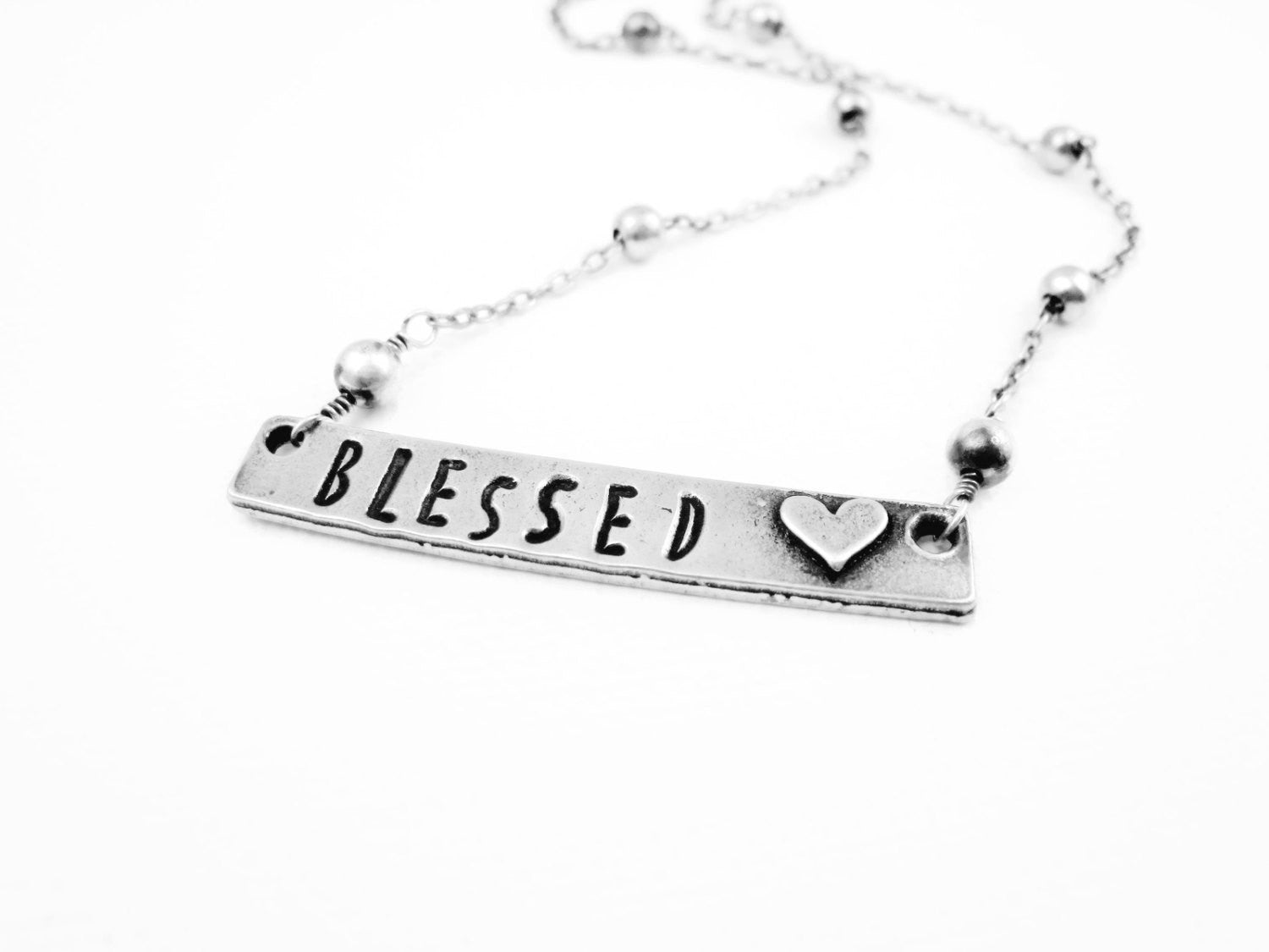 Blessed Necklace Hand Stamped Spiritual Jewelry - Sienna Grace Jewelry | Pretty Little Handcrafted Sparkles