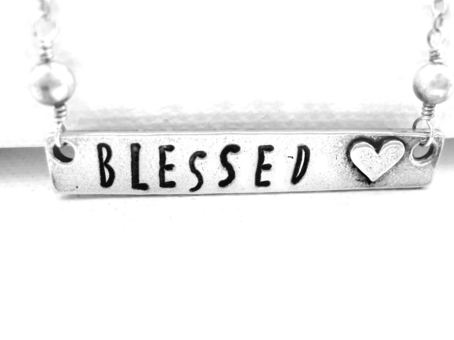 Blessed Necklace Hand Stamped Spiritual Jewelry - Sienna Grace Jewelry | Pretty Little Handcrafted Sparkles