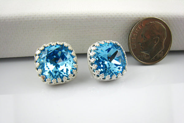Aquamarine Swarovski Crystal Earrings - Sienna Grace Jewelry | Pretty Little Handcrafted Sparkles