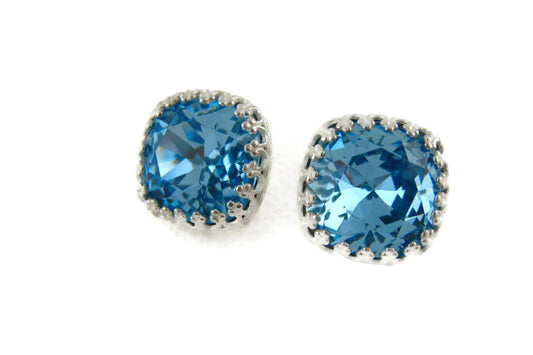 Aquamarine Swarovski Crystal Earrings - Sienna Grace Jewelry | Pretty Little Handcrafted Sparkles