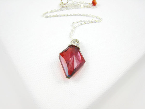 Swarovski Red Crystal Rhombus Pendant Necklace - Sienna Grace Jewelry | Pretty Little Handcrafted Sparkles