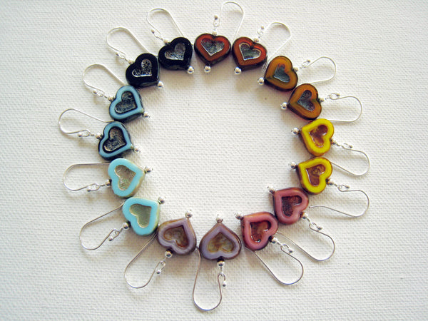 Valentine Heart Earrings Blue Czech Glass - Sienna Grace Jewelry | Pretty Little Handcrafted Sparkles