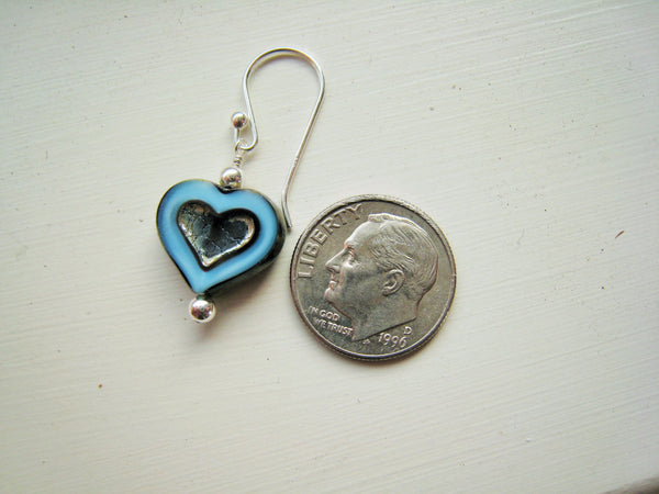 Turquoise Czech Glass Heart Earrings - Sienna Grace Jewelry | Pretty Little Handcrafted Sparkles