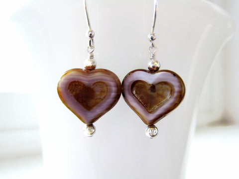 Lavender Czech Glass Heart Earrings Valentine's Day Gift - Sienna Grace Jewelry | Pretty Little Handcrafted Sparkles