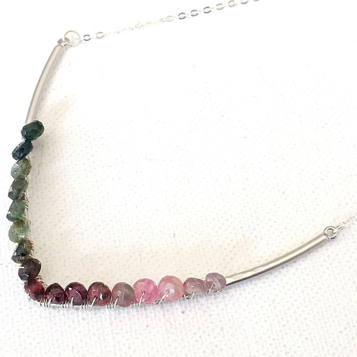 Watermelon Tourmaline Necklace Minimalist Style - Sienna Grace Jewelry | Pretty Little Handcrafted Sparkles