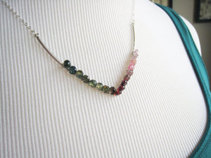 Watermelon Tourmaline Necklace Minimalist Style - Sienna Grace Jewelry | Pretty Little Handcrafted Sparkles