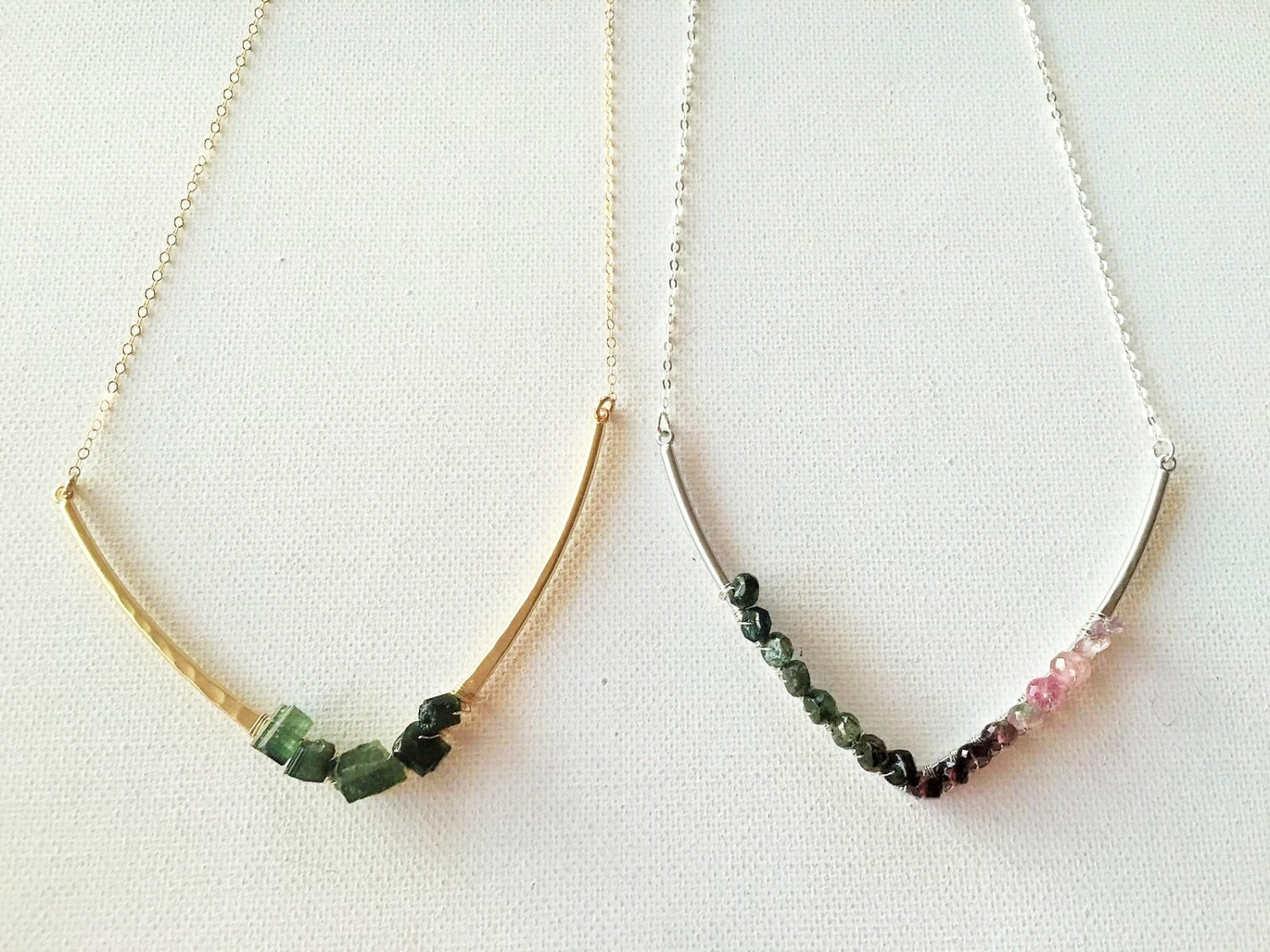 Watermelon Tourmaline Necklace Minimalist Style - Sienna Grace Jewelry | Pretty Little Handcrafted Sparkles