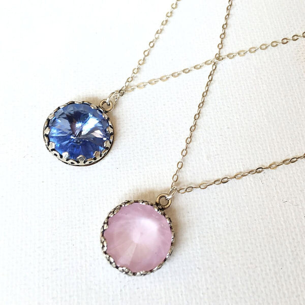 Swarovski Blue Crystal Necklace in Sterling Silver - Sienna Grace Jewelry | Pretty Little Handcrafted Sparkles
