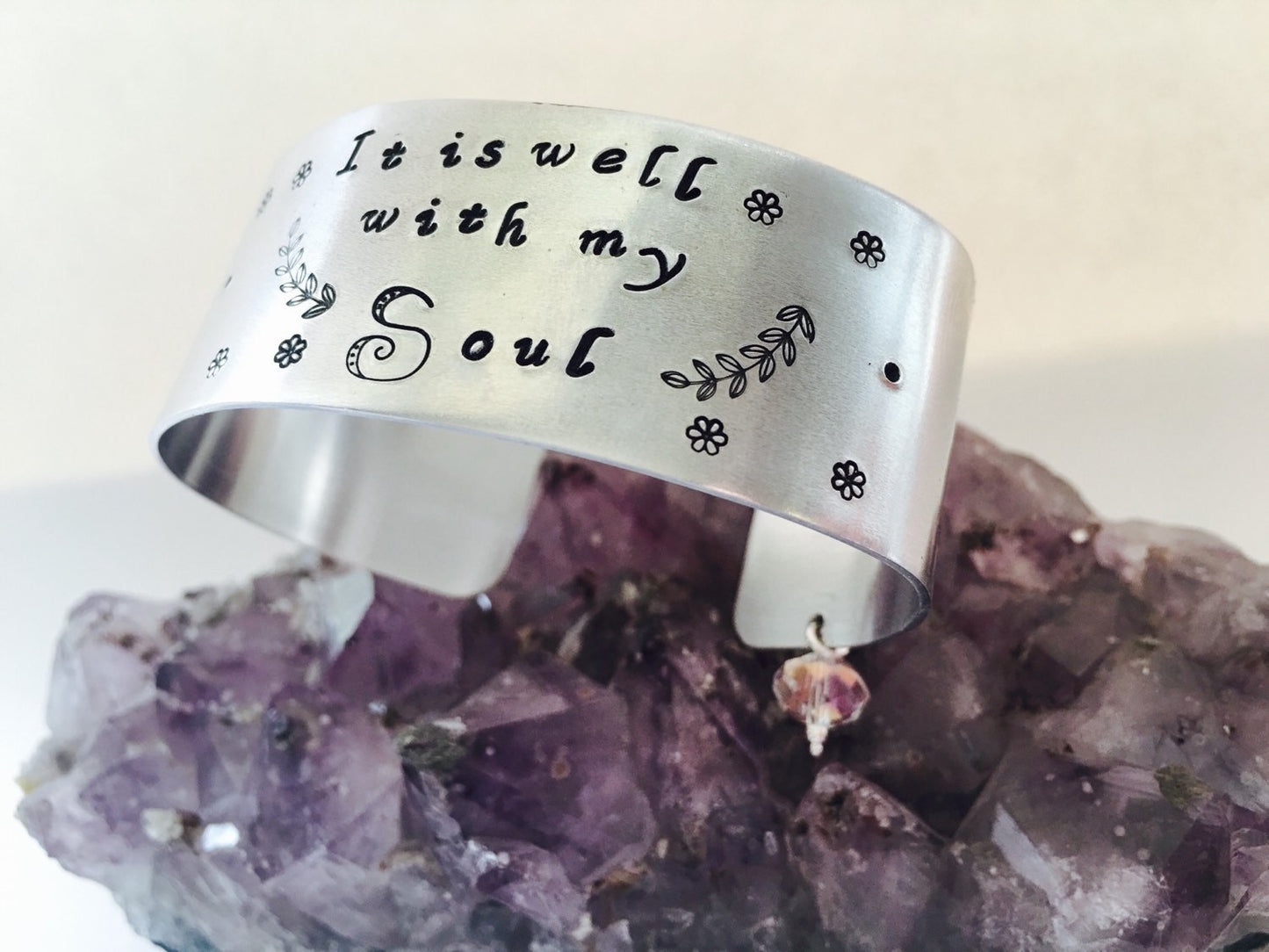 It Is Well With My Soul Hand Stamped Cuff Bracelet - Sienna Grace Jewelry | Pretty Little Handcrafted Sparkles