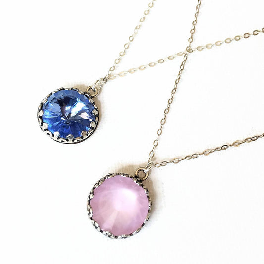 Swarovski Pink Rose Crystal Necklace - Sienna Grace Jewelry | Pretty Little Handcrafted Sparkles