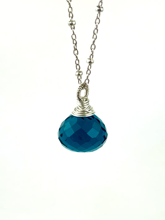 Teal Blue Crystal Quartz Necklace - Sienna Grace Jewelry | Pretty Little Handcrafted Sparkles