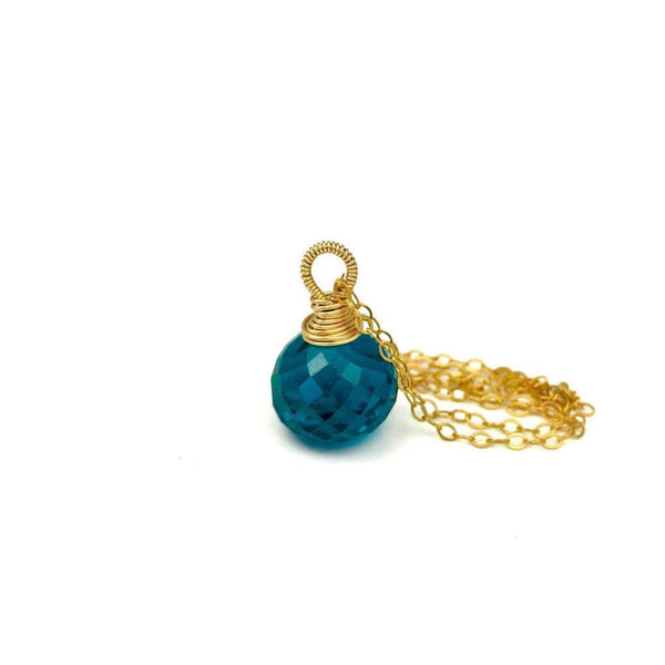 Teal Blue Crystal Quartz Necklace