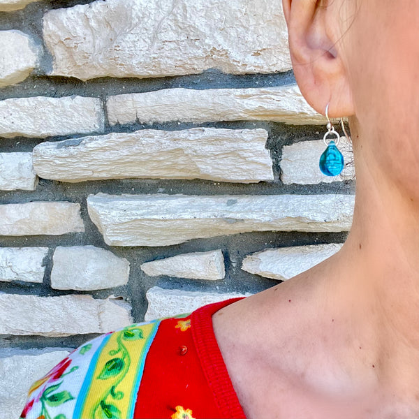 Glass Teardrop Earrings Sterling Silver - Sienna Grace Jewelry