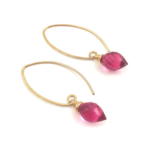 Rubellite Pink Quartz Gold Filled Earrings