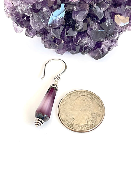Purple Czech Glass Earrings Sterling Silver - Sienna Grace Jewelry