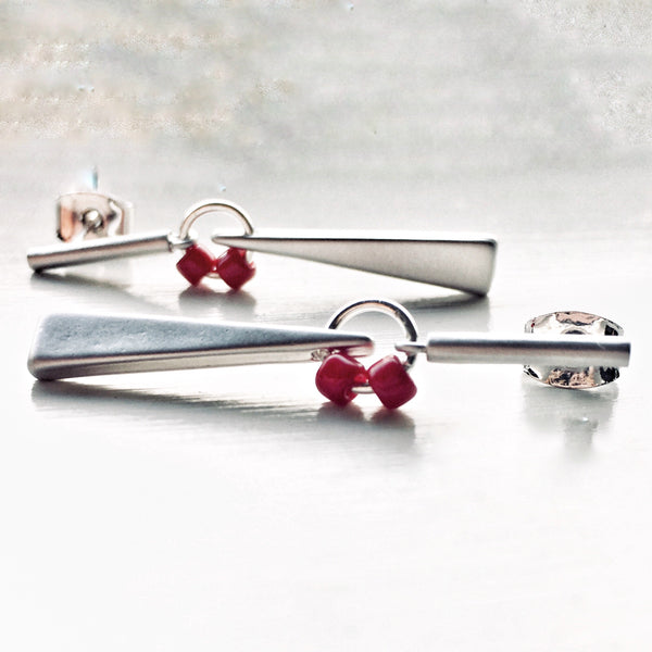 Linear Bar Earrings Matte Silver - Sienna Grace Jewelry | Pretty Little Handcrafted Sparkles