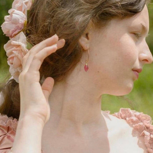 Rubellite Pink Quartz Gold Filled Earrings - Sienna Grace Jewelry