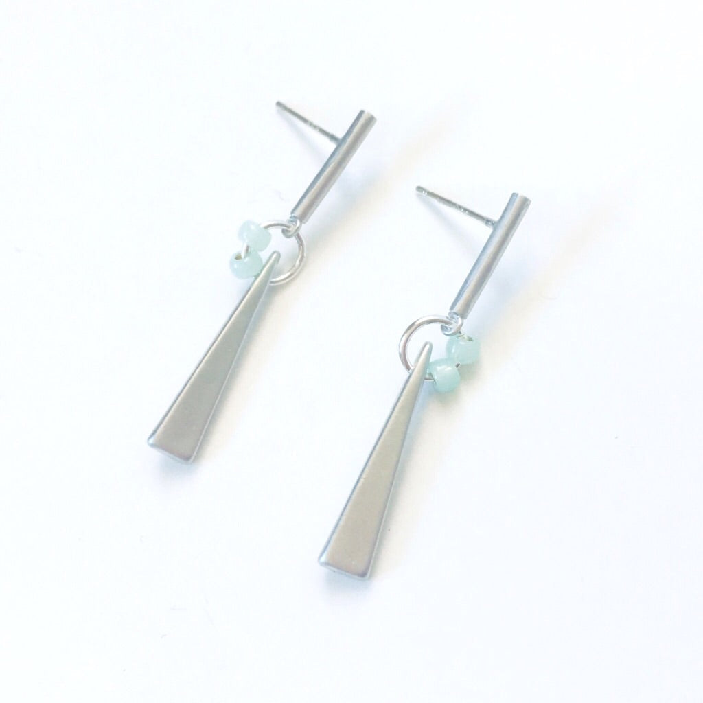 Linear Bar Earrings Matte Silver - Sienna Grace Jewelry | Pretty Little Handcrafted Sparkles