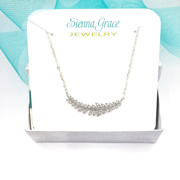 Silver Laurel Leaf Necklace Minimalist Bridal Jewelry