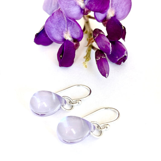 Glass Teardrop Earrings Sterling Silver