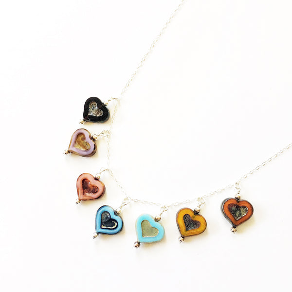 Heart Necklace Czech Glass Valentines Day Gift - Sienna Grace Jewelry | Pretty Little Handcrafted Sparkles