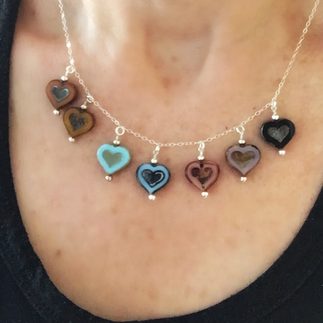 Heart Necklace Czech Glass Valentines Day Gift - Sienna Grace Jewelry | Pretty Little Handcrafted Sparkles