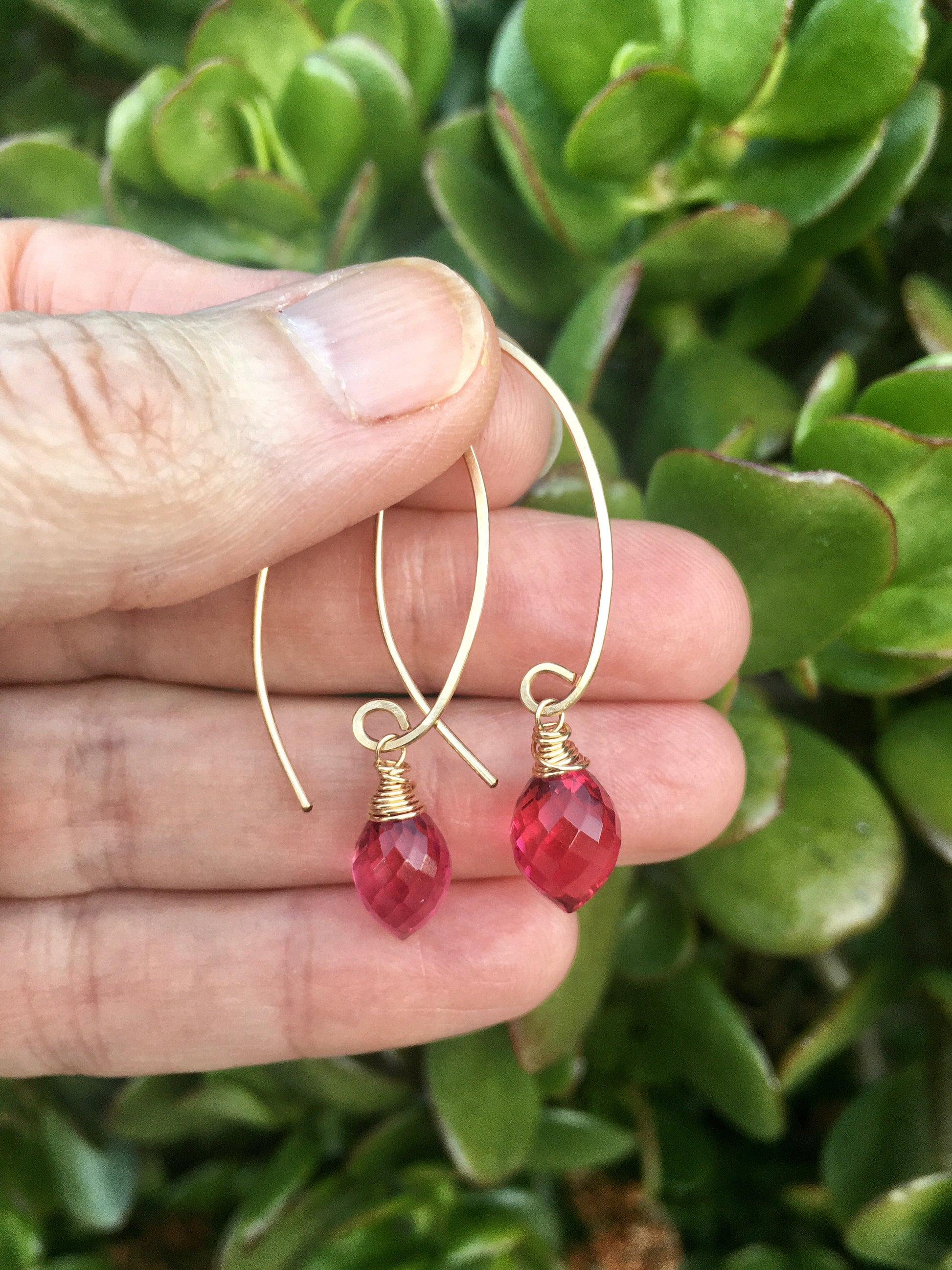 Rubellite Pink Quartz Gold Filled Earrings - Sienna Grace Jewelry