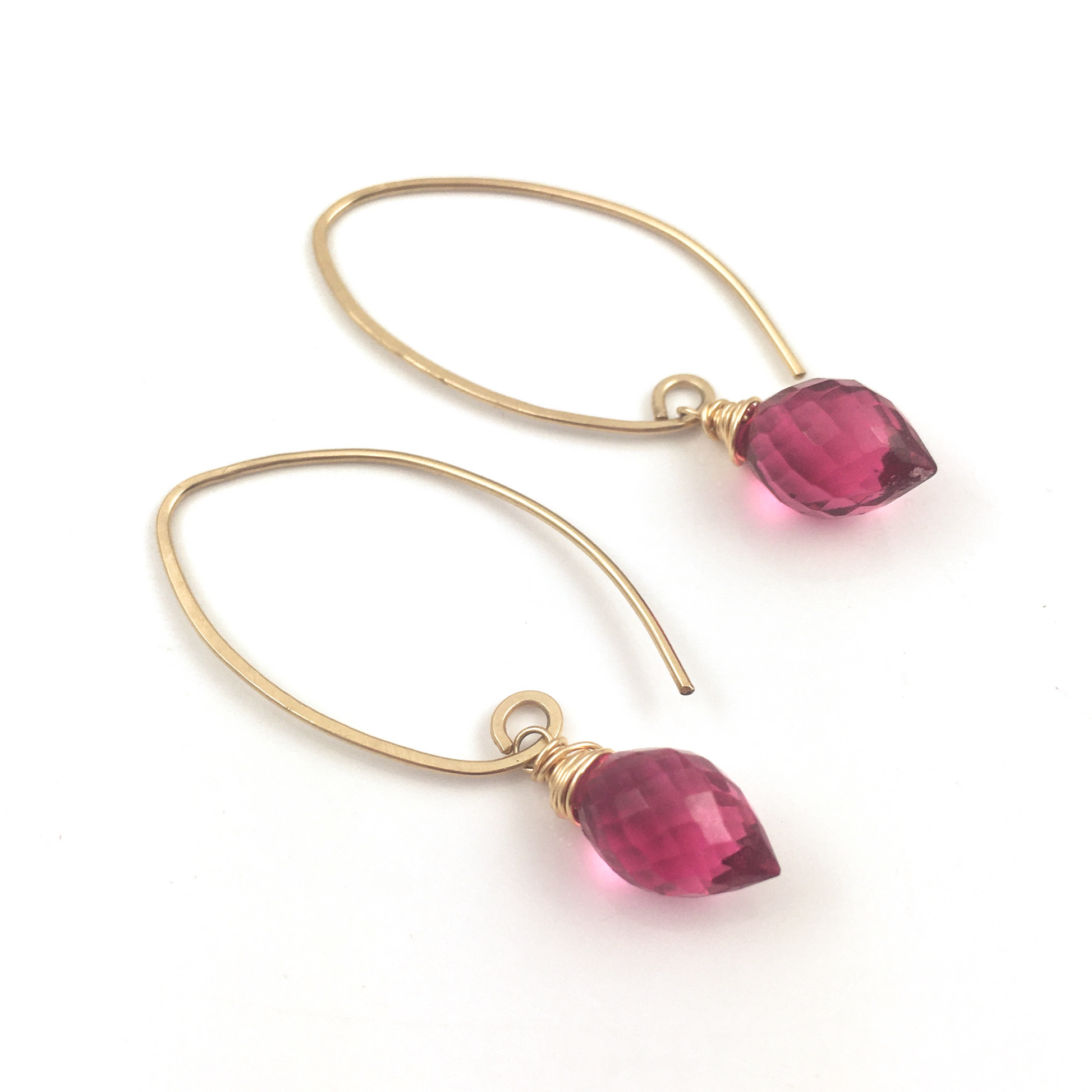 Rubellite Pink Quartz Gold Filled Earrings - Sienna Grace Jewelry