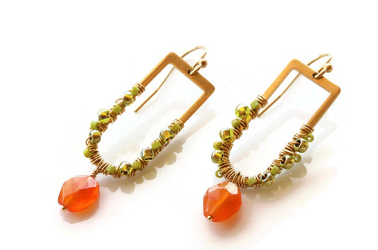 As Seen On Firefly Lane Season 2 Carnelian and Seed Bead Earrings - Sienna Grace Jewelry