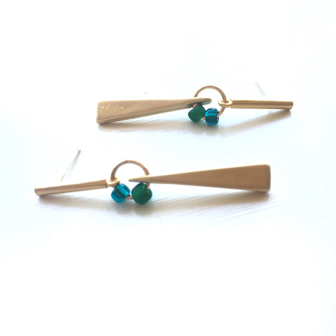 Matte Gold Triangle Linear Bar Earrings - Sienna Grace Jewelry | Pretty Little Handcrafted Sparkles